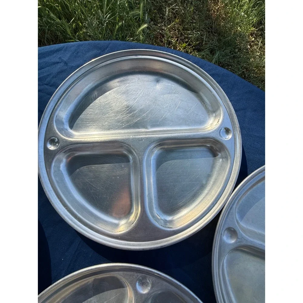 Vintage Aluminum Divided Mess Trays Set of 6 – Military Cafeteria Style Plates